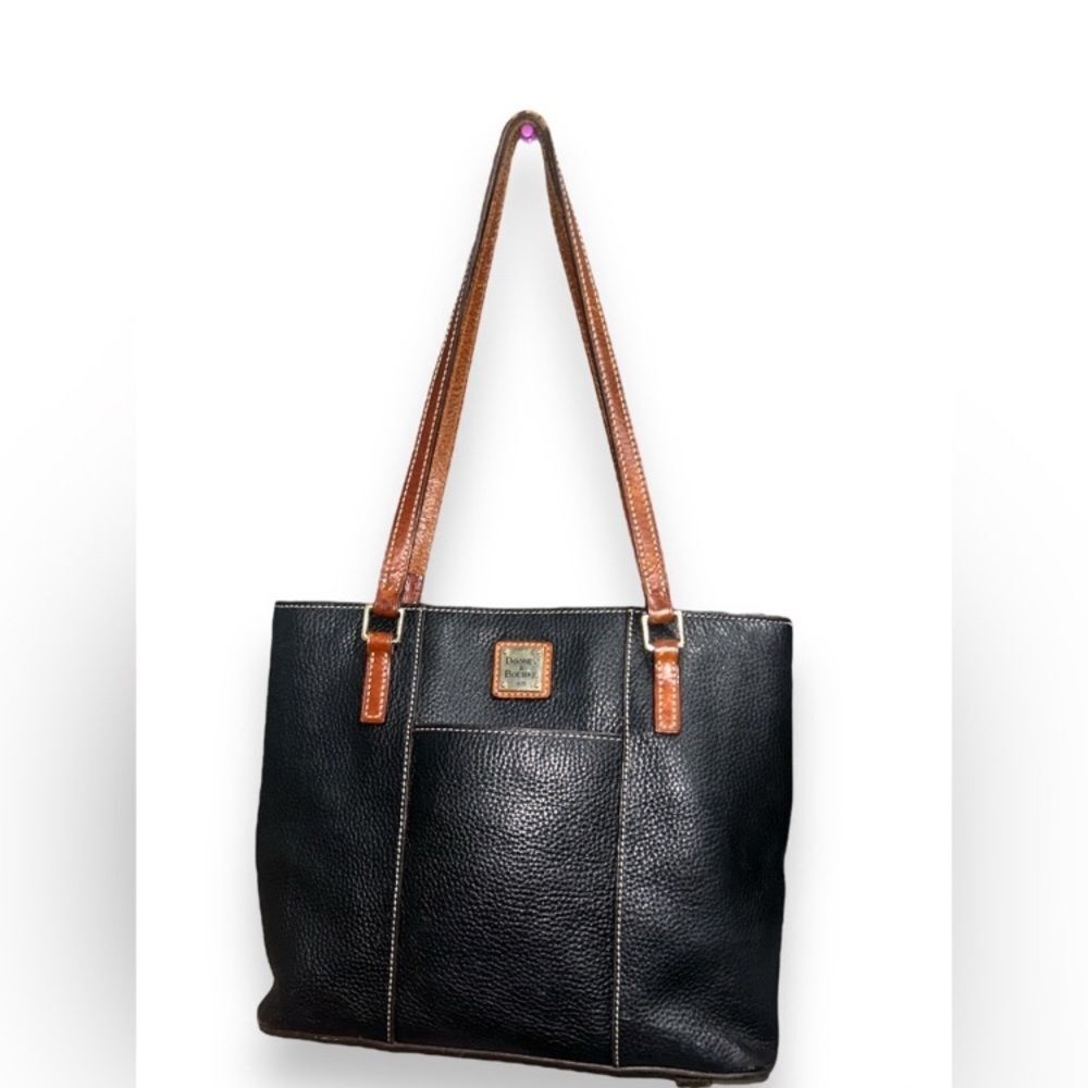 Dooney & Bourke 1975  Black Tote with Brown Straps